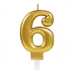 BOUGIE CHIFFRE 6 OR