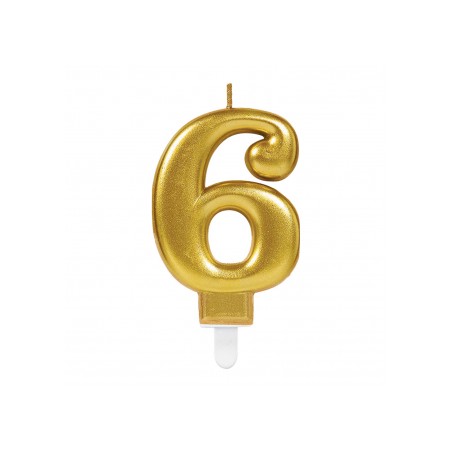 BOUGIE CHIFFRE 6 OR
