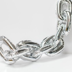 BALLON METALLIQUE CHAINE 80 CM ARGENT