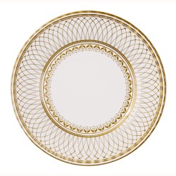 8 ASSIETTES CARTON BLANCHES DECOR OR PARTY PORCELAINE 27 CM