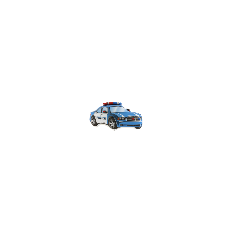 BALLON METALLIQUE VOITURE DE POLICE BLEU 90 CM