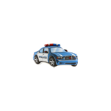 BALLON METALLIQUE VOITURE DE POLICE BLEU 90 CM