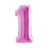 BALLON METALLIQUE CHIFFRE 1 ROSE  102 CM