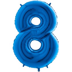 BALLON METALLIQUE CHIFFRE 8 BLEU 102 CM