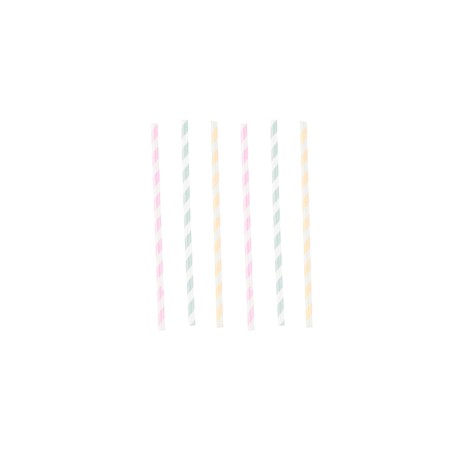 12 PAILLES EN PAPIER COULEUR PASTEL 