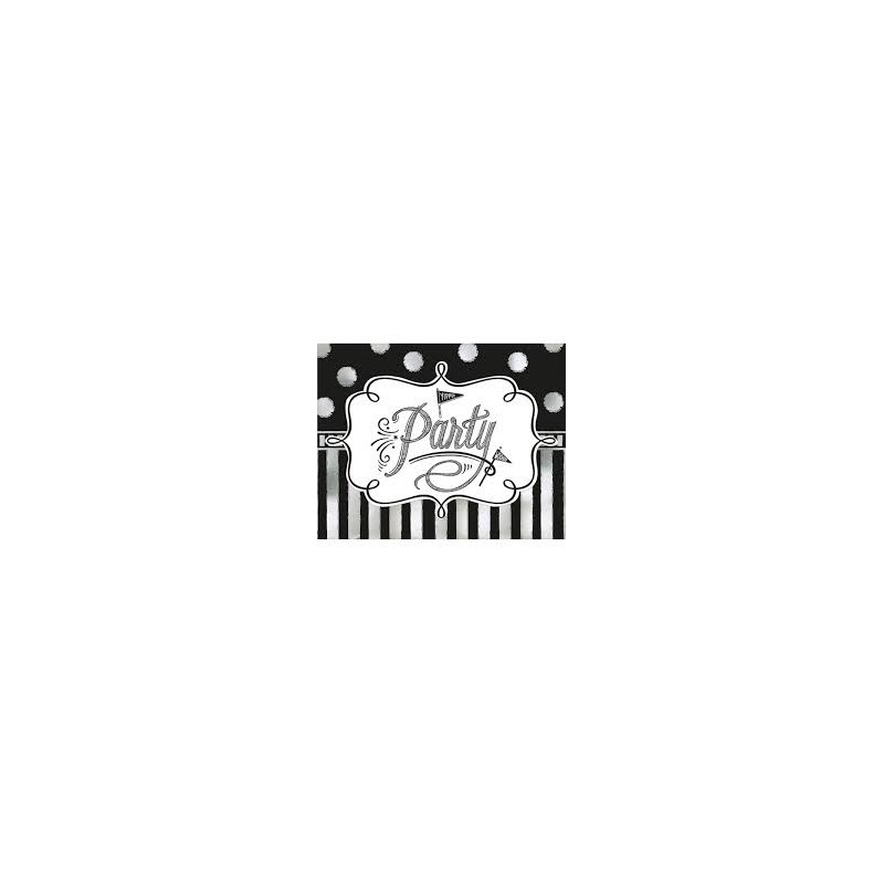6 CARTES D'INVITATIONS NOIR ET ARGENT PARTY 6 CARTES D'INVITATIONS NOIR ET ARGENT PARTY