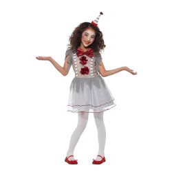 DEGUISEMENT FILLE CLOWN  VINTAGE GRIS ET ROUGE TAILLE S