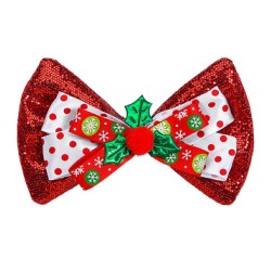 NOEUD PAPILLON NOEL PAILLETTES ROUGES 