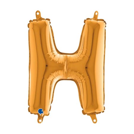 BALLON METALLIQUE LETTRE H OR 35 CM 
