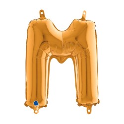 BALLON METALLIQUE LETTRE M OR 35 CM