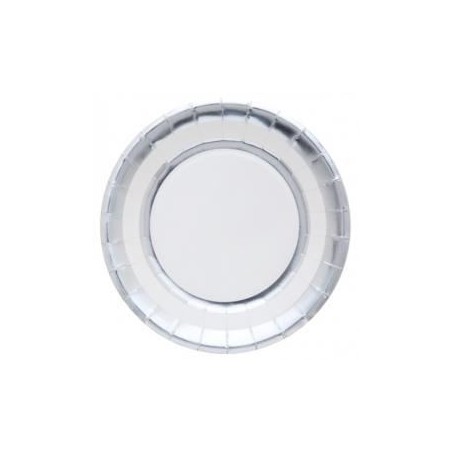 10 ASSIETTES METALISEES ARGENT EN CARTON 23 CM