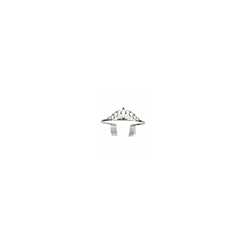 DIADEME /COURONNE METALLIQUE DE PRINCESSE ARGENT AVEC STRASS DIADEME /COURONNE METALLIQUE DE PRINCESSE ARGENT AVEC STRASS