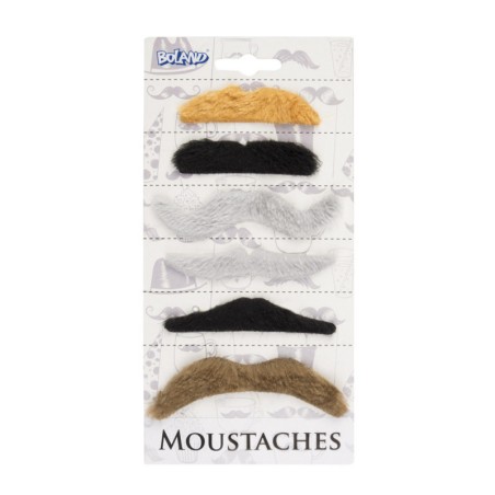 LOT 6 MOUSTACHES ADHESIVES ADULTES 