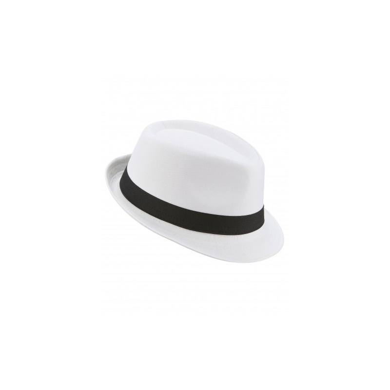 CHAPEAU BORSALINO BLANC BANDE NOIRE ADULTE CHAPEAU BORSALINO BLANC BANDE NOIRE ADULTE