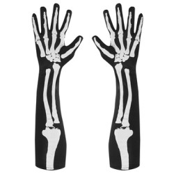 LONGS GANTS NOIRS SQUELETTE TISSU