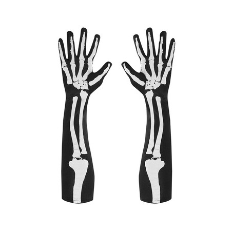 LONGS GANTS NOIRS SQUELETTE TISSU