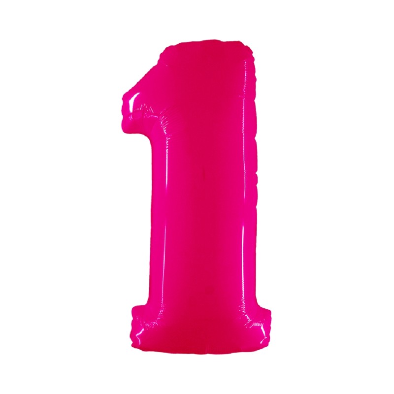 BALLON METALLIQUE CHIFFRE 1 ROSE FLUO 100 CM BALLON METALLIQUE CHIFFRE 1 ROSE FLUO 100 CM