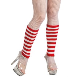 JAMBIERES OU GUETRES  RAYEES BLANC ET ROUGE 