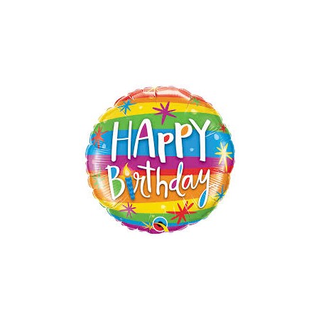 BALLON METALLIQUE ROND HAPPY BIRTHDAY MULTICOLORE 46 CM