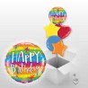 BALLON METALLIQUE ROND HAPPY BIRTHDAY MULTICOLORE 46 CM