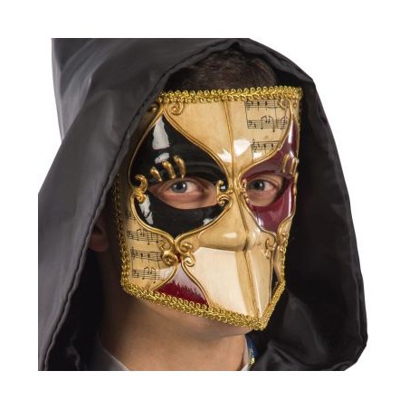 MASQUE BAUTA AVEC NOTE DE MUSIQUE  YEUX ROUGE ET NOIR 
