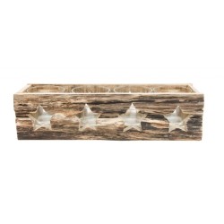 PORTE 4 BOUGIES BOIS ETOILES 