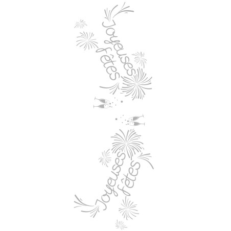 CHEMIN DE TABLE ORGANZA JOYEUSES FETES 28 CM X 5 M BLANC ET ARGENT