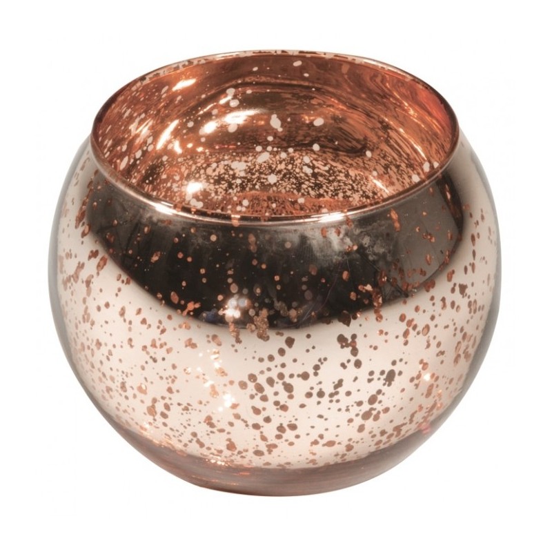 BOUGEOIR BOULE ROSE  GOLD METAL 10 CM X 8.5 CM