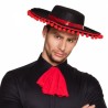 CHAPEAU ESPAGNOL NOIR AVEC POMPOM ROUGE 