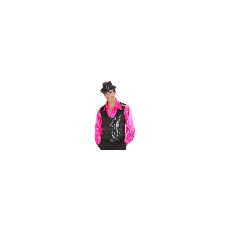 DEGUISEMENT GILET SEQUIN NOIR TAILLE XL