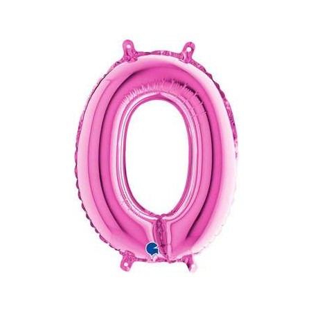 BALLON METALLIQUE CHIFFRE 0 FUSCHIA 35CM