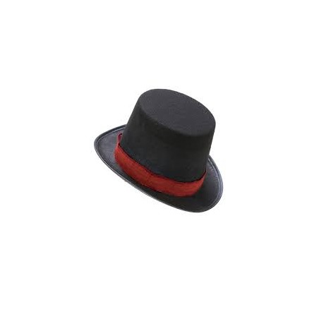 CHAPEAU HAUT DE FORME NOIR EN FEUTRE RUBAN ROUGE JACOB ASSASSINS CREED