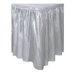 JUPE DE TABLE EN PLASTIQUE ARGENT 