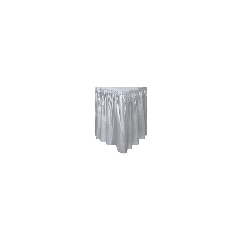 JUPE DE TABLE EN PLASTIQUE ARGENT 