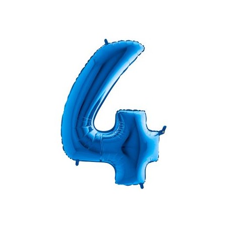 BALLON METALLIQUE CHIFFRE 4 BLEU 35 CM