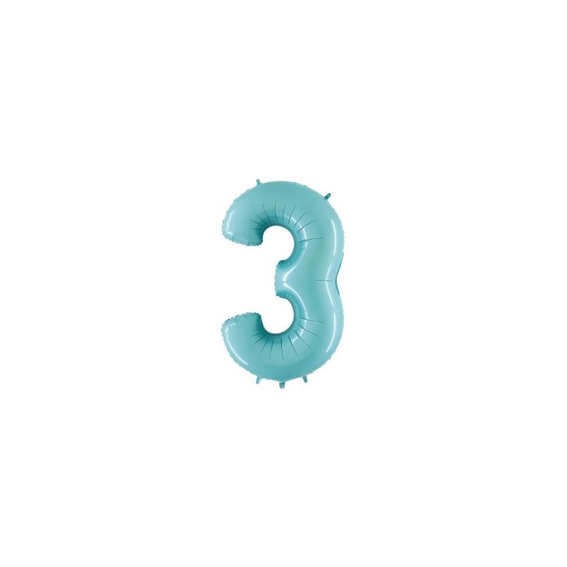BALLON METALLIQUE CHIFFRE 3 BLEU PASTEL 35 CM BALLON METALLIQUE CHIFFRE 3 BLEU PASTEL 35 CM