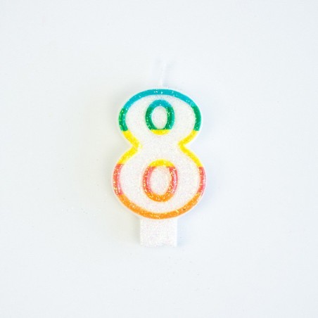 BOUGIE MULTICOLORE CHIFFRE 8
