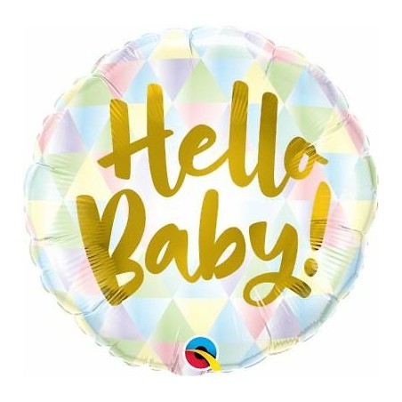 BALLON METALLIQUE ROND 46 CM HELLO BABY