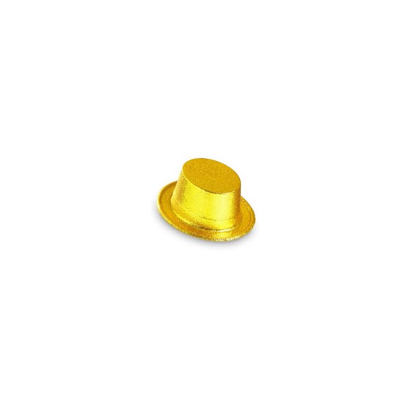 CHAPEAU HAUT DE FORME PLASTIQUE PAILLETTE OR 