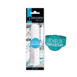 6X RONDS DE SERVIETTE BLEU TURQUOISE JOYEUX ANNIVERSAIRE 
