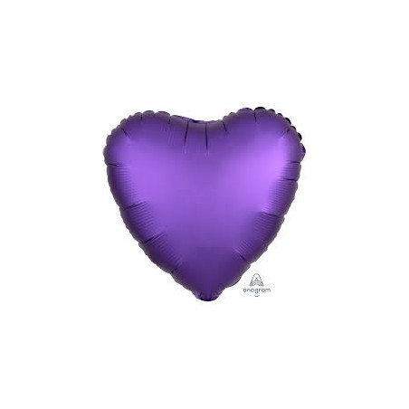 BALLON METALLIQUE COEUR SATIN VIOLET ROYAL 43 CM