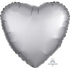 BALLON METALLIQUE COEUR SATIN GRIS PLATINE 43 CM