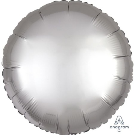 BALLON METALLIQUE ROND SATIN GRIS PLATINE 43 CM