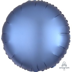BALLON METALLIQUE ROND SATIN BLEU AZUR 43 CM