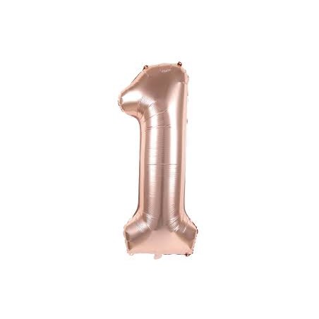 BALLON METALLIQUE CHIFFRE 1 102 CM ROSE GOLD