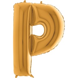 BALLON METALLIQUE LETTRE P 101 CM OR