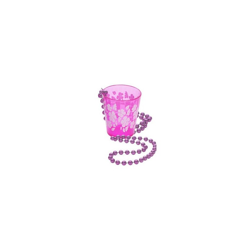 COLLIER VERRE A SHOOTER ROSE AVEC DES FLEURS COLLIER VERRE A SHOOTER ROSE AVEC DES FLEURS