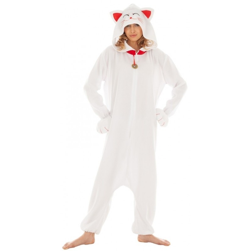 DEGUISEMENT KIGURIMI CHAT BLANC  PORTE BONHEUR TAILLE 180 CM 