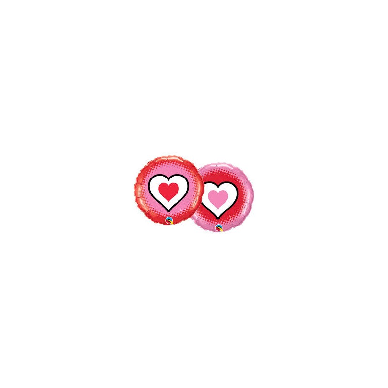 BALLON METALLIQUE ROND 46CM COEUR 2 FACES