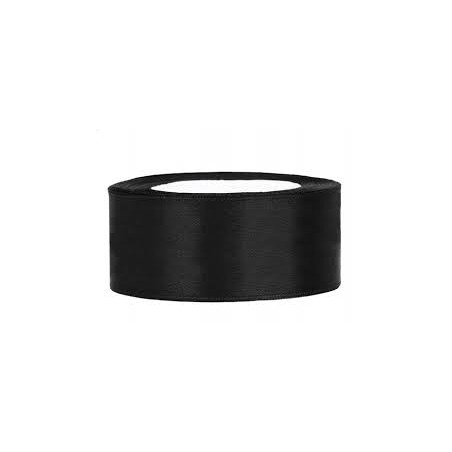 RUBAN SATIN NOIR  25 M X 25 MM